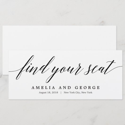 Stoelplan Titelkaart - Modern Schrift Kaart (Voorkant / Achterkant)