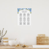 Stoelplattegrond Trouwceremonie Blauwe Bloemen bor Poster (Keuken)