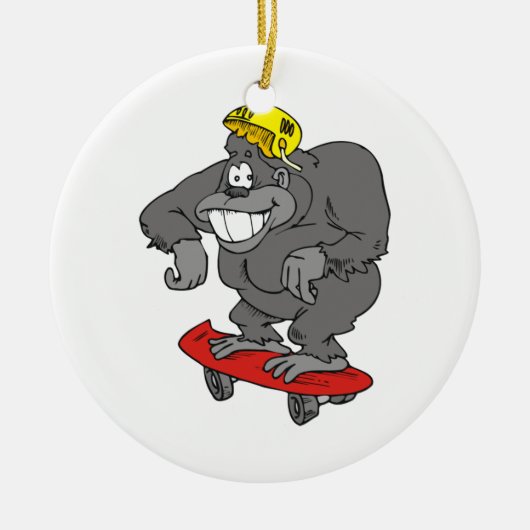 stoep surfin gorilla keramisch ornament (Voorkant)