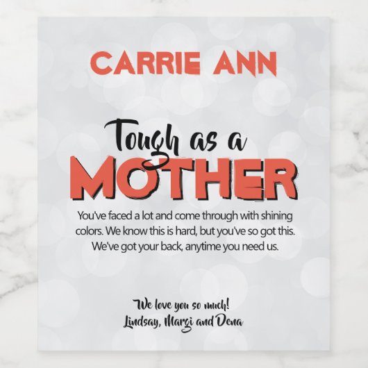 Stoer als een Moeder Vrouwen Besties Bold Rood Zwa Wijn Etiket (Enkel label)