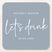 Stoer blauwe minimalistische script bruidsfeest co kartonnen onderzetters (Voorkant)