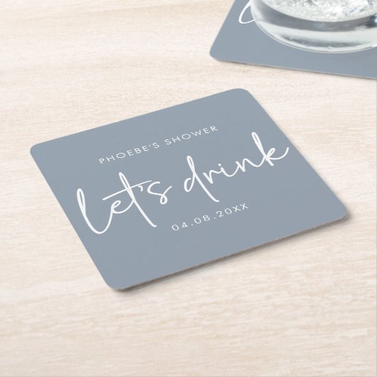 Stoer blauwe minimalistische script bruiloft coast kartonnen onderzetters (Schuin)