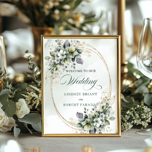 Stoer groen Eucalyptus gouden huwelijks welkomstbo Poster
