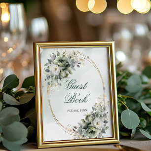 Stoer groen waterverf gastboek tafel sign poster