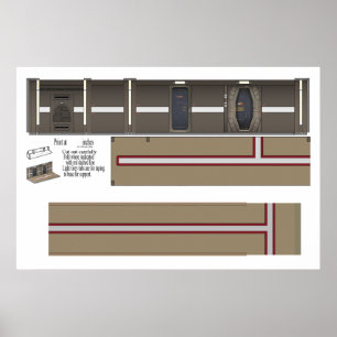 Stoer klein schip Corridor Diorama Achtergrond Poster