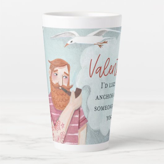 Stoer roze Zee Sailor Valentijnsdag Latte Mok (Voorkant)