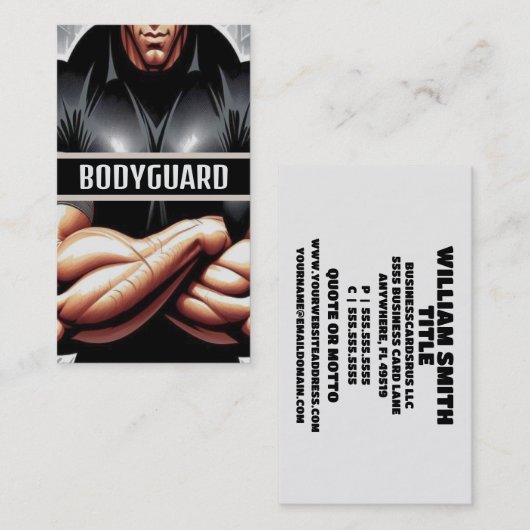 Stoere bodyguard met grote spieren visitekaartje (Voorkant / Achterkant)