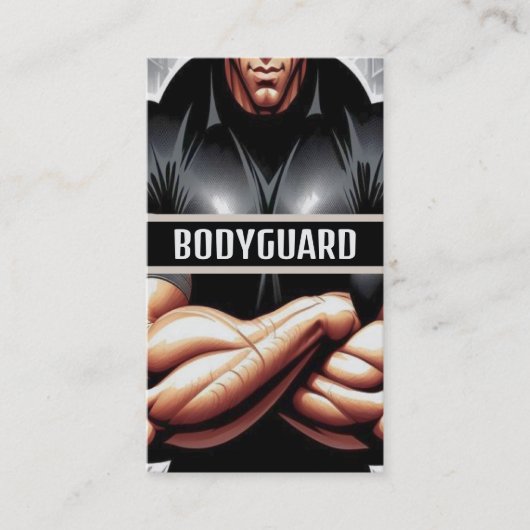 Stoere bodyguard met grote spieren visitekaartje (Voorkant)
