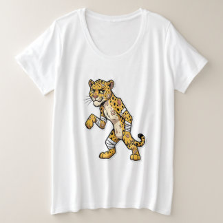 Stoere Cartoon luipaard met verbanden - Grappig le Grote Maat T-shirt