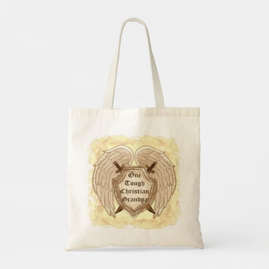 Stoere Christelijke opa canvas tas (Achterkant)