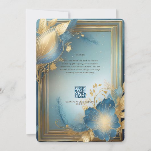 STOERE-ELFENHUWELIJKSUITNODIGING SPROOKJE TEAL GOU KAART (Achterkant)