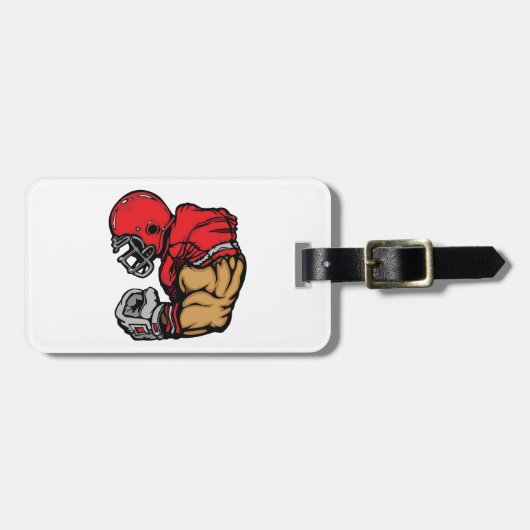 Stoere Football Warrior Mascot Rode Helmspier Bagagelabel (Voorkant horizontaal)
