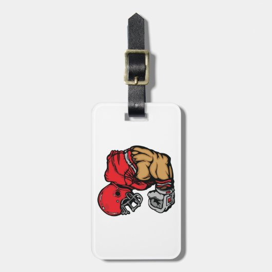 Stoere Football Warrior Mascot Rode Helmspier Bagagelabel (Voorkant verticaal)