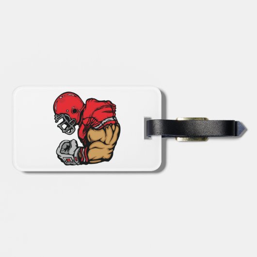 Stoere Football Warrior Mascot Rode Helmspier Bagagelabel (Achterkant horizontaal)