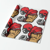 Stoere Football Warrior Mascot Rode Helmspier Cadeaupapier (Uitgerold)