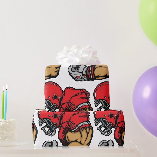 Stoere Football Warrior Mascot Rode Helmspier Cadeaupapier