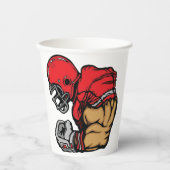 Stoere Football Warrior Mascot Rode Helmspier Papieren Bekers (Voorkant)