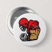 Stoere Football Warrior Mascot Rode Helmspier Ronde Button 7,6 Cm (Voorkant /achterkant)