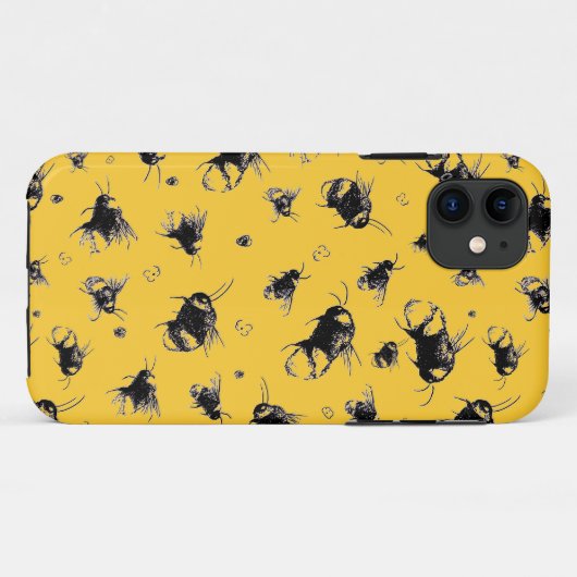 Stoere iPhone Case met Bee Pattern (Achterkant (horizontaal))