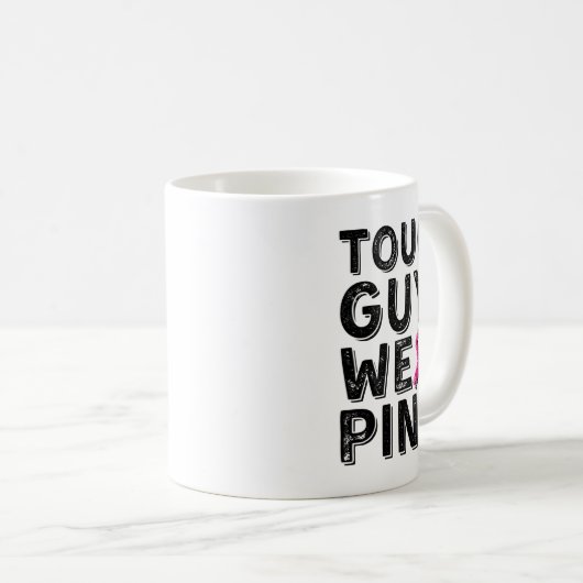 Stoere jongens Draag Pink Cool Pink Roze Borstkank Koffiemok (Voorkant rechts)