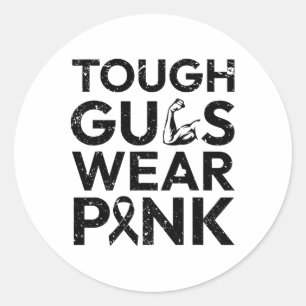 Stoere jongens Draag Roze Borstkanker Jongens Kank Ronde Sticker