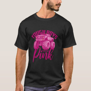Stoere jongens Draag roze monstertruck T-shirt