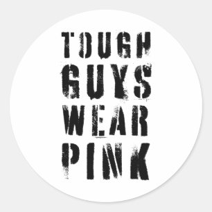 Stoere jongens Draag roze roze borstkanker Aw Ronde Sticker