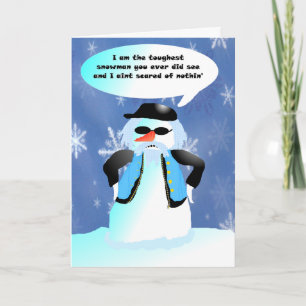 Stoere man sneeuwman feestdagen kaart