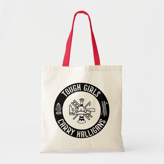 Stoere meisjes dragen Halligans Grappige brandweer Tote Bag (Voorkant)