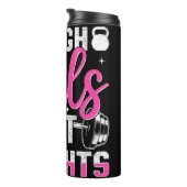 Stoere Meisjes Lift Gewichten Grafisch Thermosbeker (Geroteerd rechts)