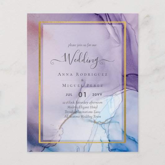 Stoere paarse marineblauwe gouden INK trouw UITNOD Flyer (Voorkant)