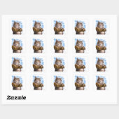 Stoere Tabby Kat Cartoon Vierkante Sticker (Vel)