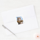 Stoere Tabby Kat Cartoon Vierkante Sticker (Envelop)