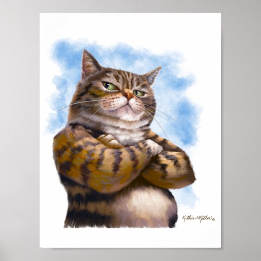 Stoere Tabbykat Cartoon Poster (Voorkant)