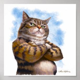 Stoere Tabbykat Cartoon Poster