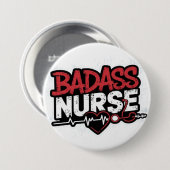 stoere verpleegster ronde button 7,6 cm (Voorkant /achterkant)