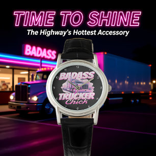 Stoere Vrouwelijke Trucker Roze Kracht Horloge