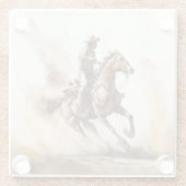 Stoere western waterverf cowboy die een mustang be glazen onderzetter (Achterkant)