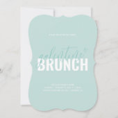Stof Aquablauw Trendy Galentine Brunchen Uitnodigi Kaart (Voorkant)