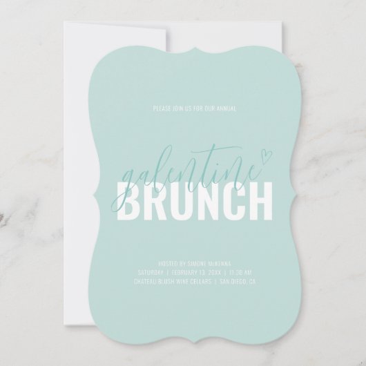 Stof Aquablauw Trendy Galentine Brunchen Uitnodigi Kaart (Voorkant)