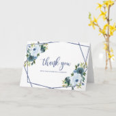 Stof Blauw Aquarel Bruidsdouche Bedankt Kaart (Gele Bloem)