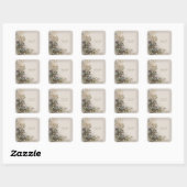 Stof Blauw Bes Botanische Gouden Spikkel Bruiloft Vierkante Sticker (Vel)