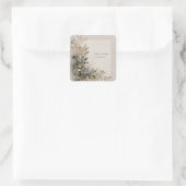 Stof Blauw Bes Botanische Gouden Spikkel Bruiloft Vierkante Sticker (Tas)