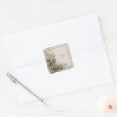 Stof Blauw Bes Botanische Gouden Spikkel Bruiloft Vierkante Sticker (Envelop)