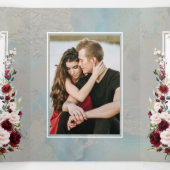 Stof Blauw Bourgondië Blush Bloem Foto Drieluik Uitnodiging (Binnenkant midden)