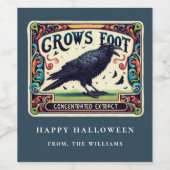 Stof Blauw Brouwsel Halloween Zwarte Kraai Wijnlab Wijn Etiket (Enkel label)