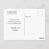 Stof Blauw Calligrafie 3 Foto Trouw Dank Je Briefkaart (Achterkant)