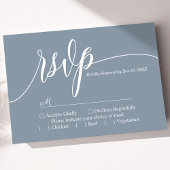 Stof Blauw Eenvoudige Script Trouw RSVP Kaart