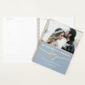 Stof blauw foto bruiloft planner (Display)