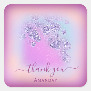 Stof Blauw Glitter Bes Dank Je Zestien Glam Vierkante Sticker